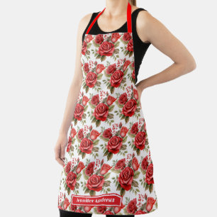 Rote Rosen Elegante Blumen  Schürze