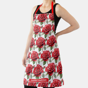 Rote Rosen Elegante Blumen  Schürze