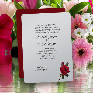 Rote Rosen Elegante Elternnamen Hochzeit Einladung