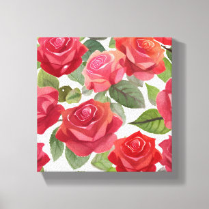 Rote Rosen   Elegante Florale Rosen Aquarell Leinwanddruck
