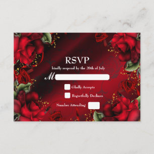 Rote Rosen Elegante Gothic-Hochzeits-RSVP-Karte RSVP Karte
