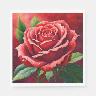 Rote Rosen Elegante Hübsche Papier Servietten