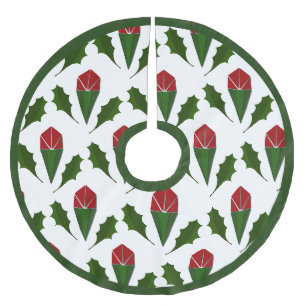 Rote Rosen Elegantes Design Polyester Weihnachtsbaumdecke