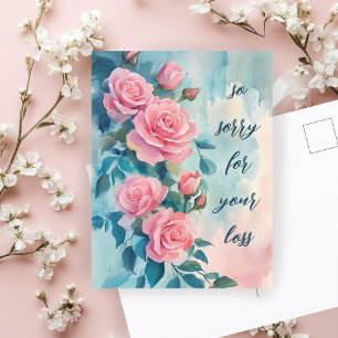 Rote Rosen ENTSCHULDIGUNG FÜR VERLUST Beileidswüns Postkarte