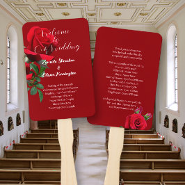 Rote Rosen Fan Wedding Programm Fächer