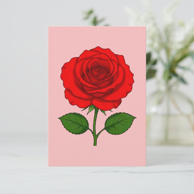 Rote Rosen-Flatcard (Stehend Vorderseite)
