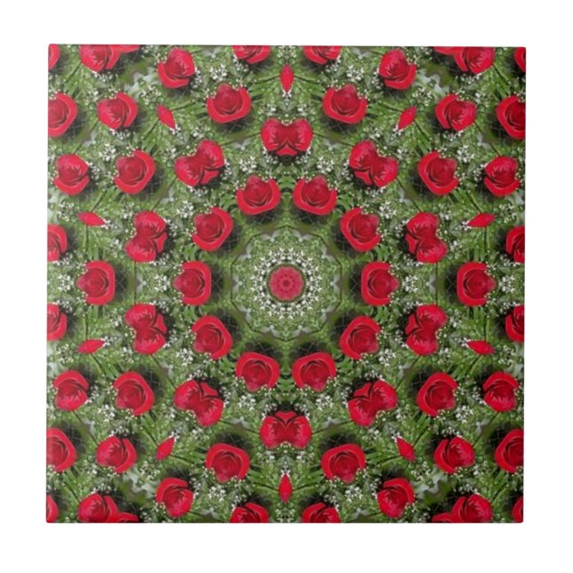 Rote Rosen Fliese (Vorderseite)
