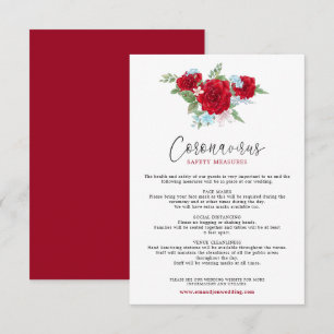 Rote Rosen Floral Elegante Script Coronavirus Sich Begleitkarte