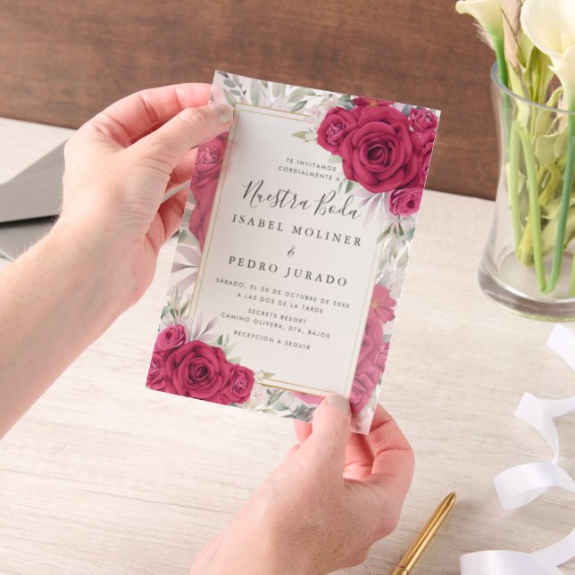 Rote Rosen Floral Nuestra Boda Spanish Wedding (Handgehalten)