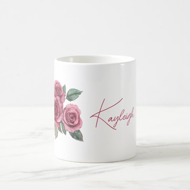 Rote Rosen Floral Personalisiert Kaffeetasse (Mittel)