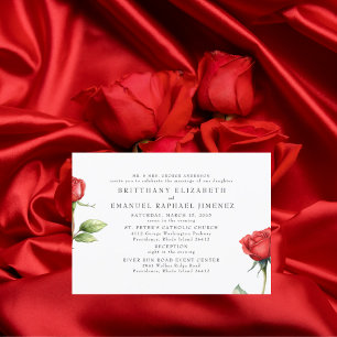 Rote Rosen Florale Braut Eltern 2 Ort Hochzeit Einladung