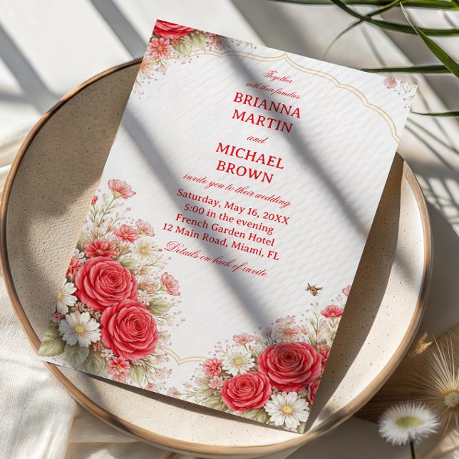 Rote Rosen Florale Romantik Einladung (Von Creator hochgeladen)