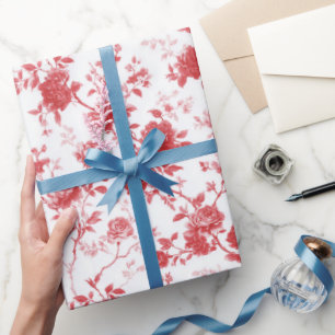 Rote Rosen Florales Brautbad Geschenkpapier