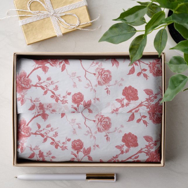 Rote Rosen Florales Brautbad Seidenpapier (Geschenk)