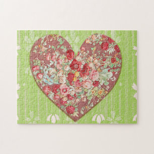 Rote Rosen Florales Herz Kunst Liebe oder Valentin Puzzle