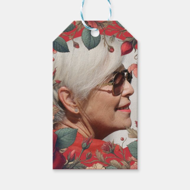 Rote Rosen FOTO Memorial Keepake Sentimental Geschenkanhänger (Vorderseite)