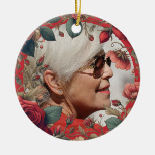 Rote Rosen FOTO Memorial Keepake Sentimental Keramik Ornament