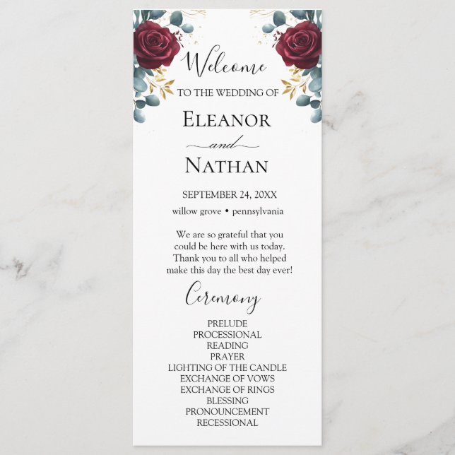 Rote Rosen Frühjahrshochzeit Programm (Vorderseite)