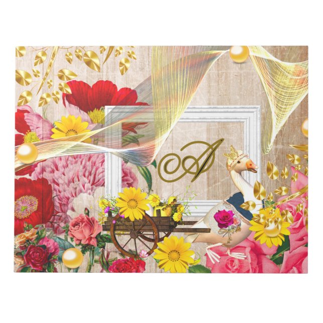 Rote Rosen für Enten und Hölzerne Beförderung Gold Notizblock (Vorderseite)