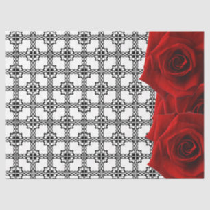 Rote Rosen für Schwarz-Weiß-Papiere Seidenpapier