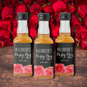 Rote Rosen für Wasserfarben Derby Party Mini Alkoholflaschenetikett