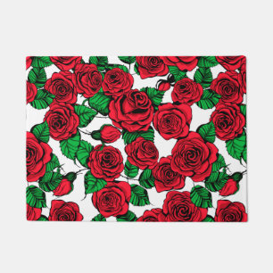 Rote Rosen Fußmatte