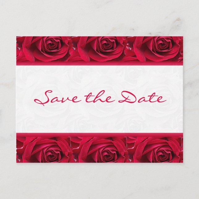 Rote Rosen Galore Save the Date Card Ankündigungspostkarte (Vorderseite)