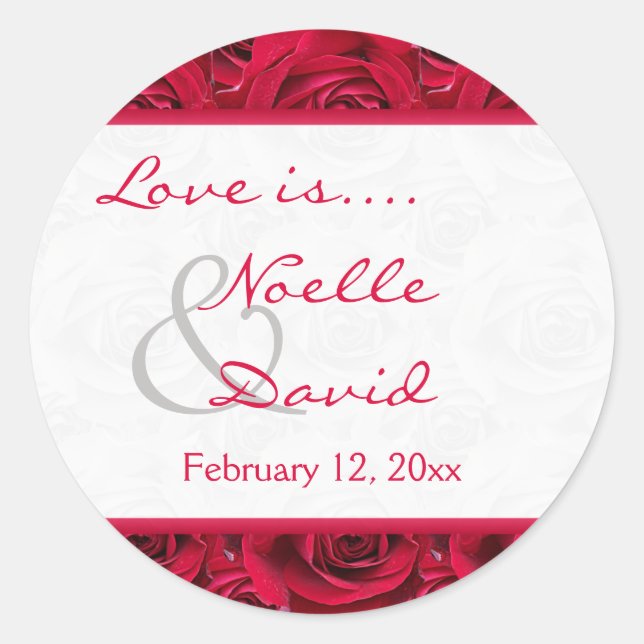 Rote Rosen Galore Wedding Sticker (Vorderseite)