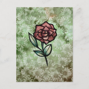 Rote-Rosen-Gärtnerei-Kunstrosen Garten Blumen Postkarte