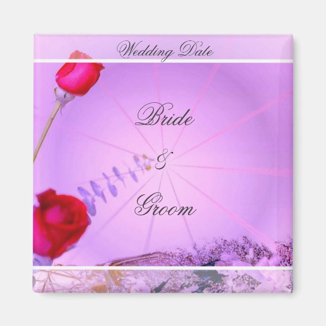 Rote Rosen Gastgeschenk Hochzeit Magnet (Vorne)