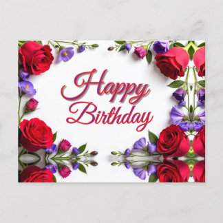 Rote Rosen Geburtstag Postkarte