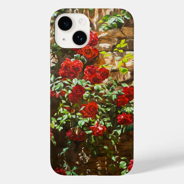 Rote Rosen gegen eine Steinmauer Case-Mate iPhone Hülle (Rückseite)