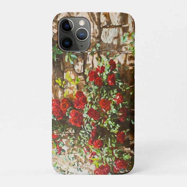 Rote Rosen gegen eine Steinmauer Case-Mate iPhone Hülle (Rückseite)