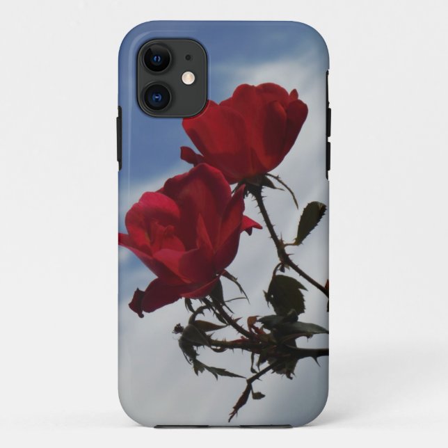 Rote Rosen gegen einen hellen blauen Himmel Case-Mate iPhone Hülle (Rückseite)