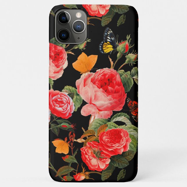 ROTE ROSEN, GELBE SCHALTFLÄCHE, schwarze Blüte Case-Mate iPhone Hülle (Rückseite)
