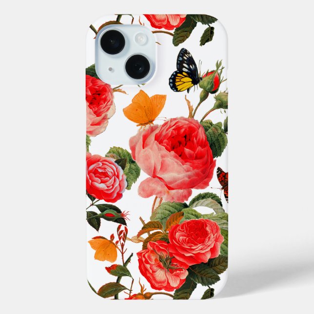 ROTE ROSEN, GELBE SCHALTFLÄCHEN Weiße Blüte Case-Mate iPhone Hülle (Rückseite)