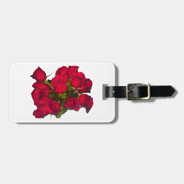 Rote Rosen Gepäckmarke Gepäckanhänger (Vorderseite horizontal)