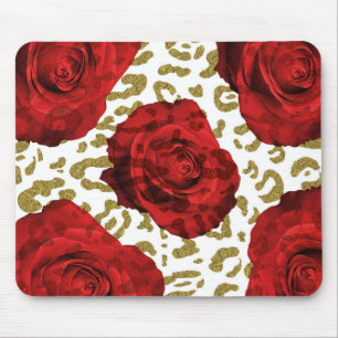 Rote Rosen Gold Cheetah Leopard Glam Animal Print Mousepad