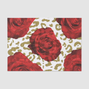 Rote Rosen Gold Gepard Leopard Tierdruck Party Seidenpapier