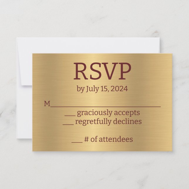 Rote Rosen Gold Response Card RSVP Karte (Vorderseite)