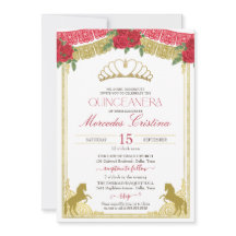 Rote Rosen & Gold Western Charro Pferde Quinceañer