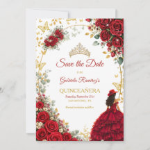 Rote Rosen goldene Schmetterlinge Quinceañera