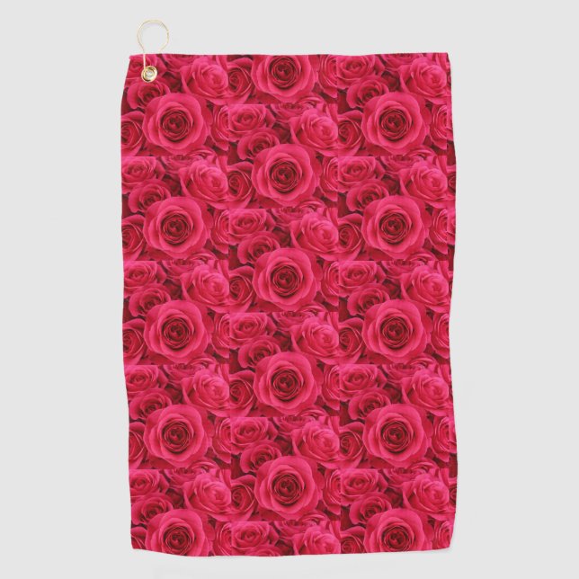 Rote Rosen Golfhandtuch (Vorderseite)