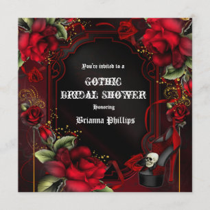 Rote Rosen Gothic Glam Elegante Party-Einladung Einladung