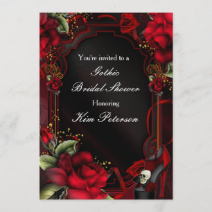 Rote Rosen Gothic Glam Elegante Party-Einladung Einladung