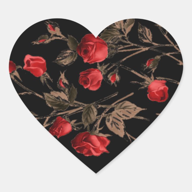 Rote Rosen Gothic Heart Sticker (Vorderseite)