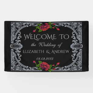 Rote Rosen Gothic-Hochzeit Banner