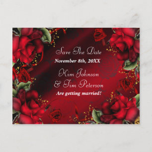 Rote Rosen Gothic Hochzeit Postkarte Termin bekann