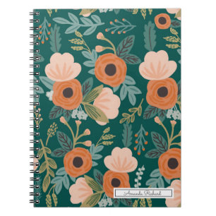 Rote Rosen Green Whimsitical Pattern Notebook Notizblock