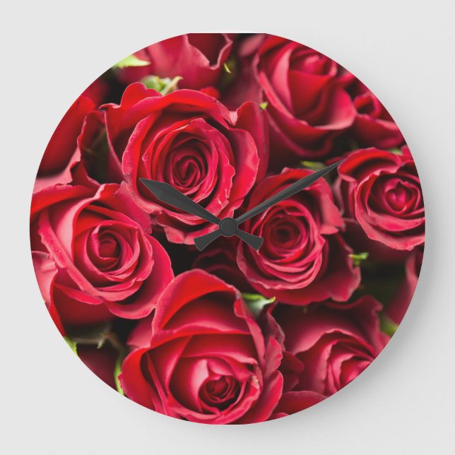 rote Rosen Große Wanduhr (Vorderseite)